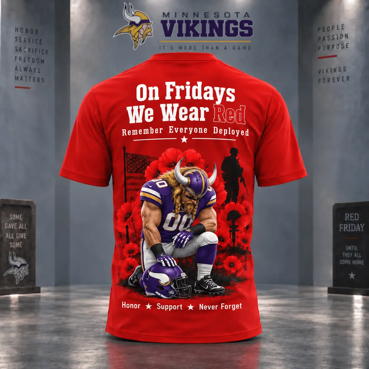 Minnesota Vikings | Premium NFL Red Friday 3D Shirt NY - Image 2