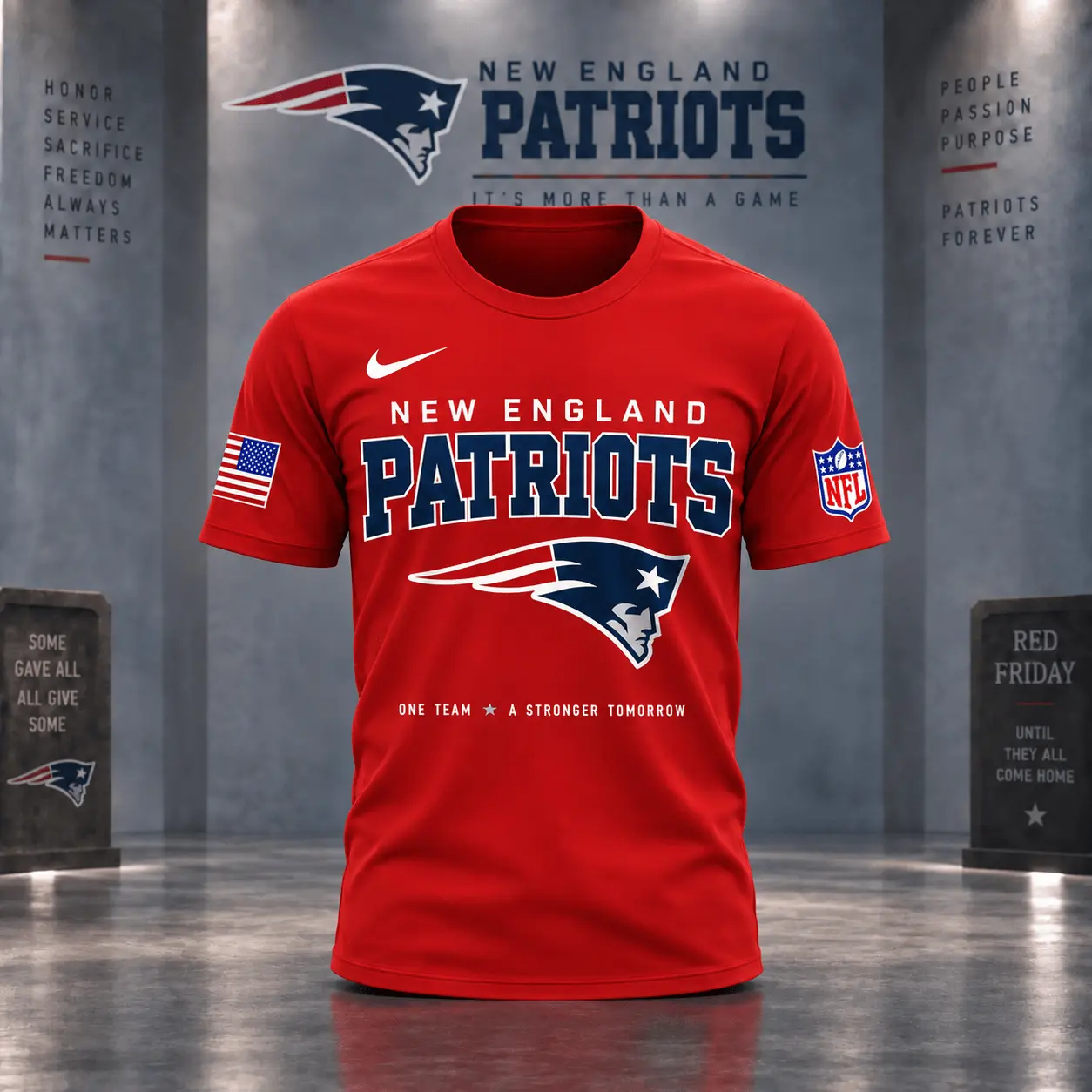 New England Patriots | Premium NFL Red Friday 3D Shirt NY - Image 2