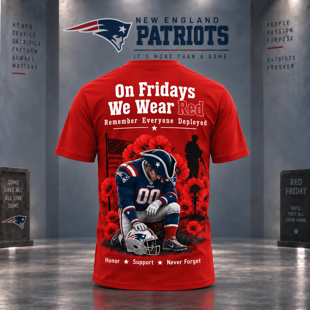 New England Patriots | Premium NFL Red Friday 3D Shirt NY - Image 3