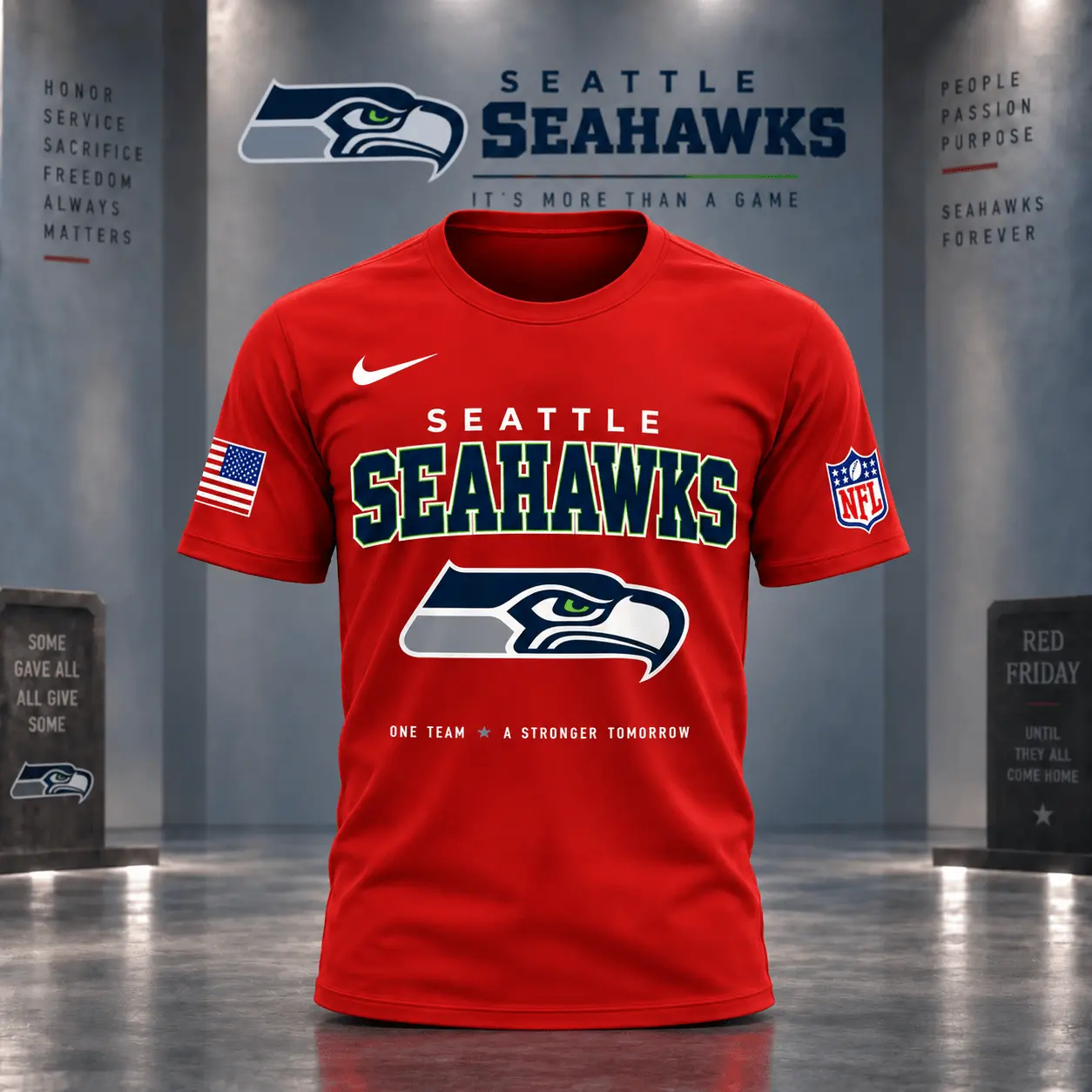 Seattle Seahawks | Premium NFL Red Friday 3D Shirt NY - Image 2