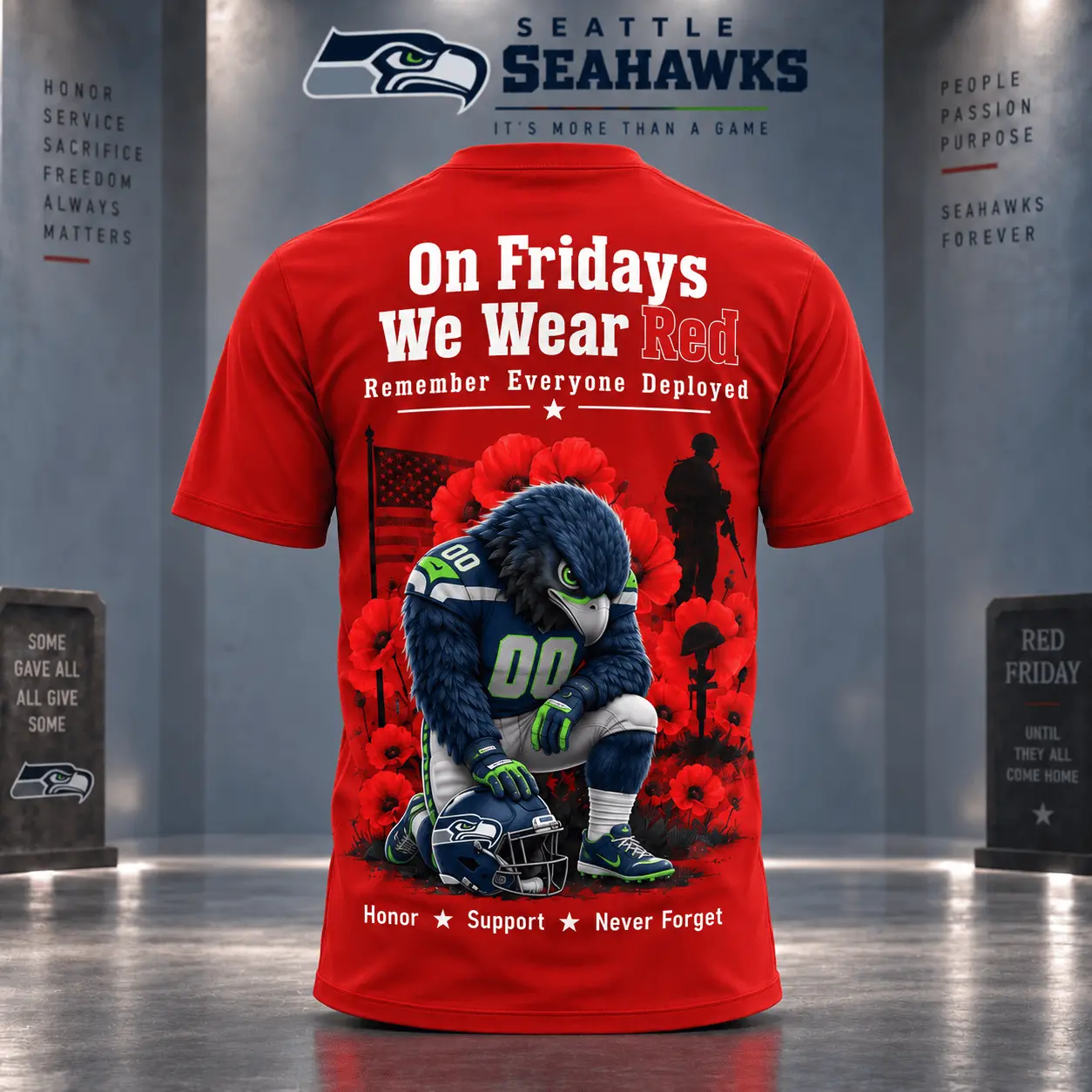 Seattle Seahawks | Premium NFL Red Friday 3D Shirt NY - Image 3