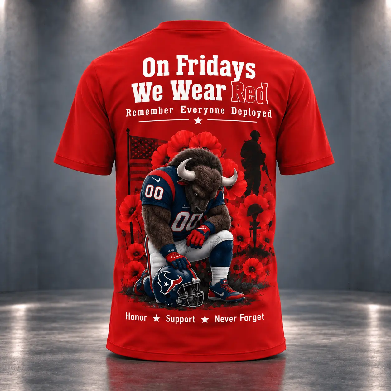 Houston Texans | Premium NFL Red Friday 3D Shirt NY - Image 3