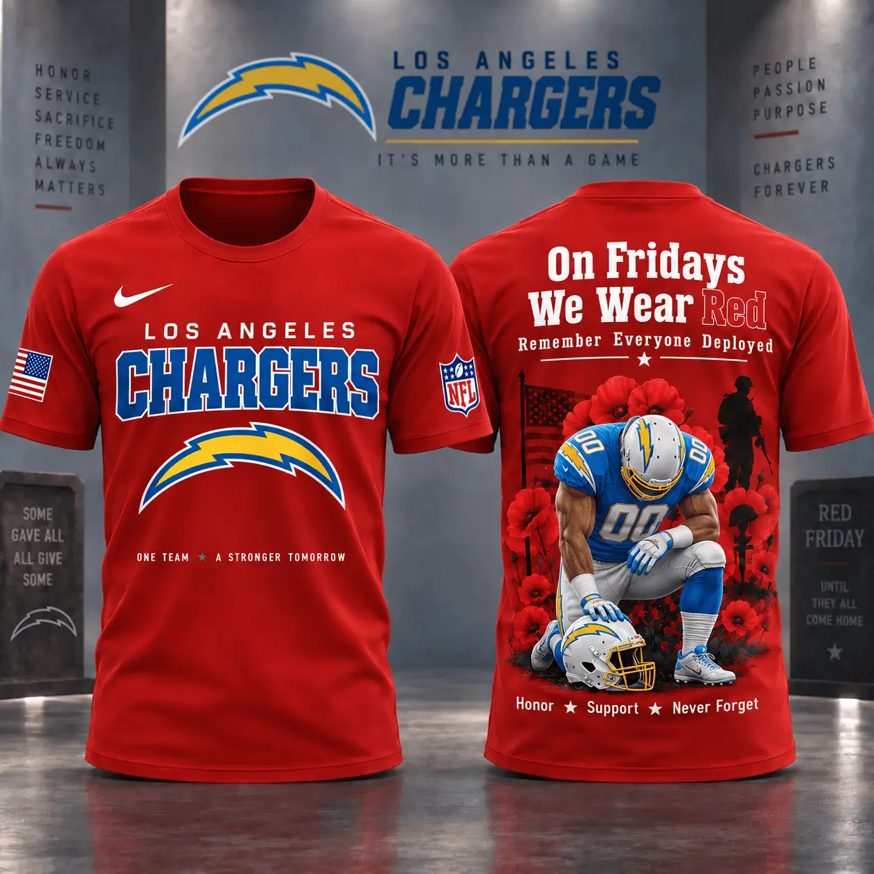 Los Angeles Chargers | Premium NFL Red Friday 3D Shirt NY