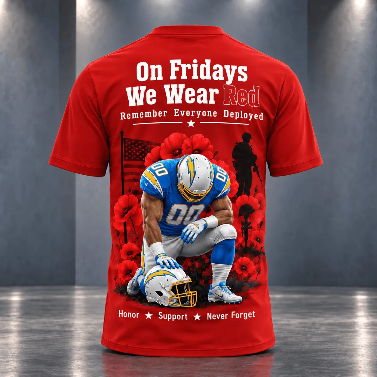 Los Angeles Chargers | Premium NFL Red Friday 3D Shirt NY - Image 3