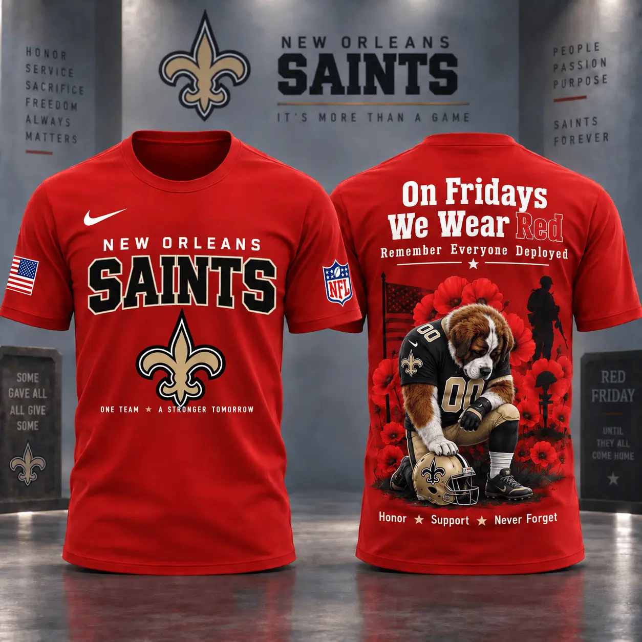 New Orleans Saints | Premium NFL Red Friday 3D Shirt NY