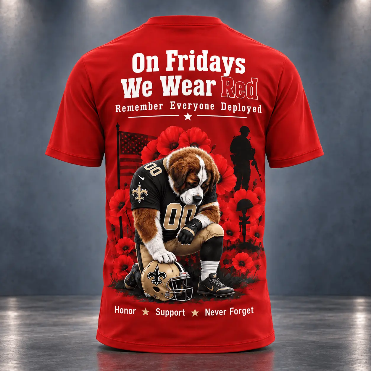 New Orleans Saints | Premium NFL Red Friday 3D Shirt NY - Image 3