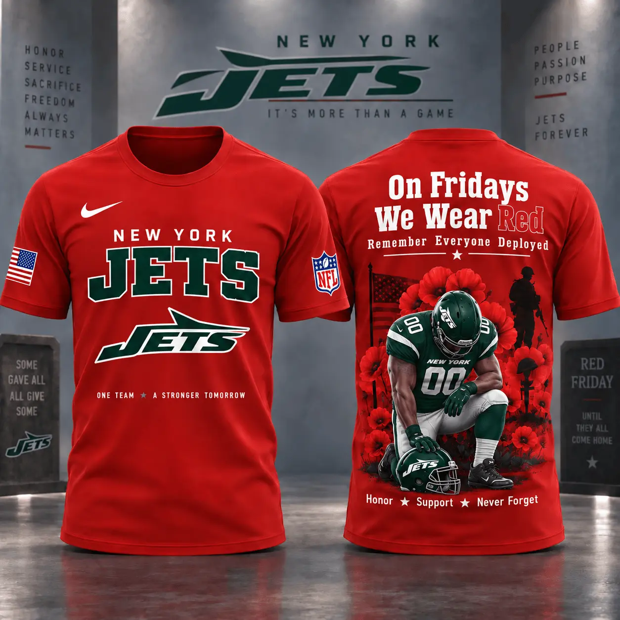 New York Jets | Premium NFL Red Friday 3D Shirt NY