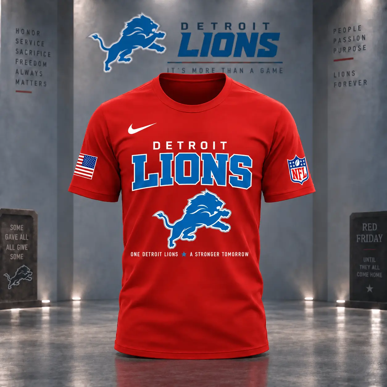 Detroit Lions | Premium NFL Red Friday 3D Shirt NY - Image 2