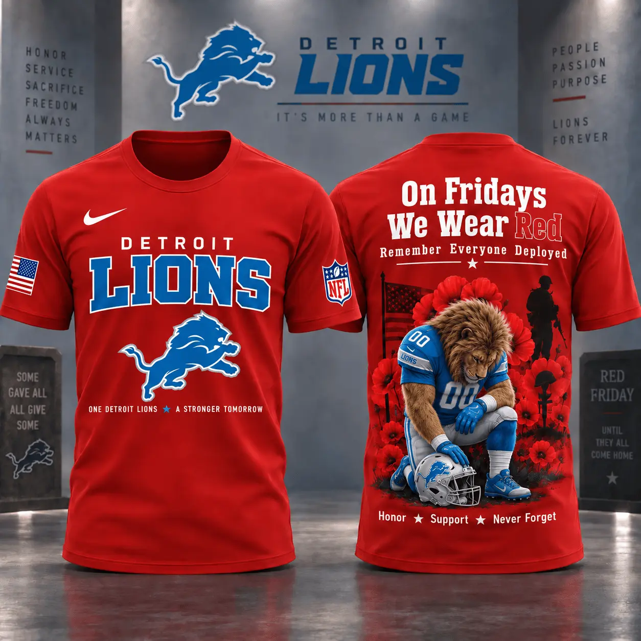 Detroit Lions | Premium NFL Red Friday 3D Shirt NY