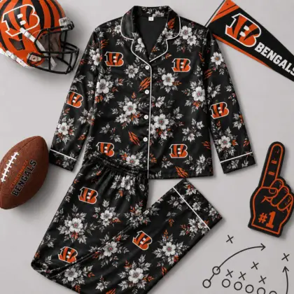 Cincinnati Bengals | Premium NFL Floral Team Pride Pajamas Set NY
