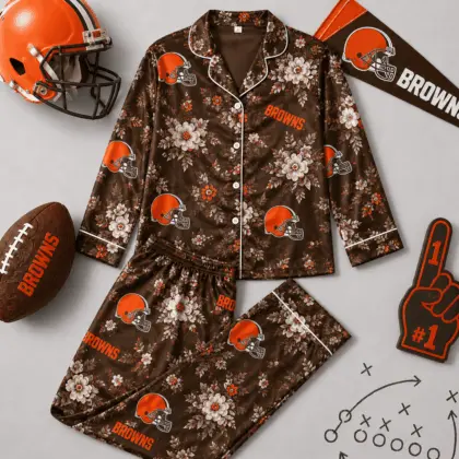 Cleveland Browns | Premium NFL Floral Team Pride Pajamas Set NY