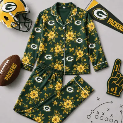 Green Bay Packers | Premium NFL Floral Team Pride Pajamas Set NY