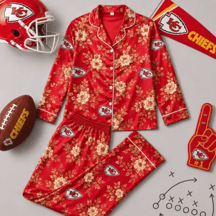 Kansas City Chiefs | Premium NFL Floral Team Pride Pajamas Set NY
