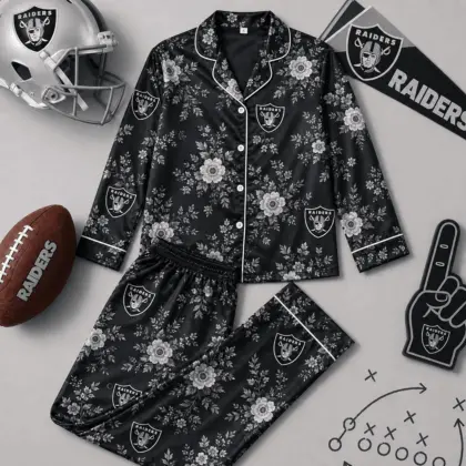 Las Vegas Raiders | Premium NFL Floral Team Pride Pajamas Set NY