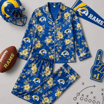 Los Angeles Rams | Premium NFL Floral Team Pride Pajamas Set NY