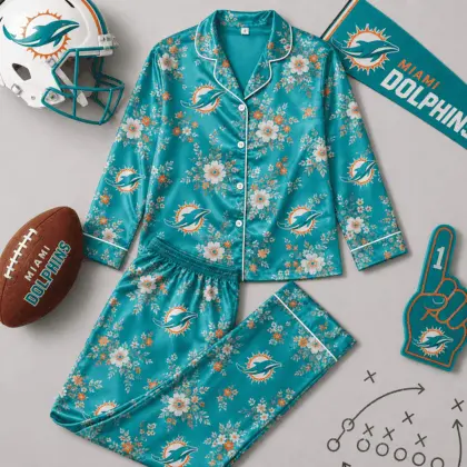 Miami Dolphins | Premium NFL Floral Team Pride Pajamas Set NY