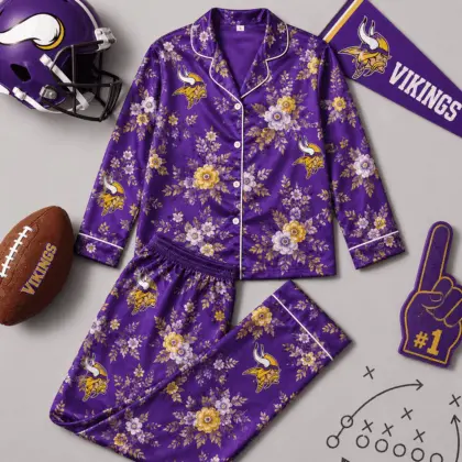 Minnesota Vikings | Premium NFL Floral Team Pride Pajamas Set NY