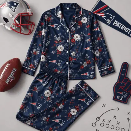 New England Patriots | Premium NFL Floral Team Pride Pajamas Set NY