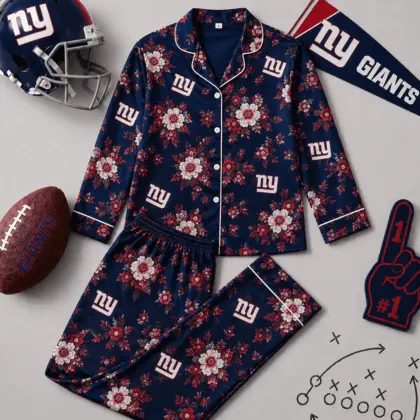 New York Giants | Premium NFL Floral Team Pride Pajamas Set NY