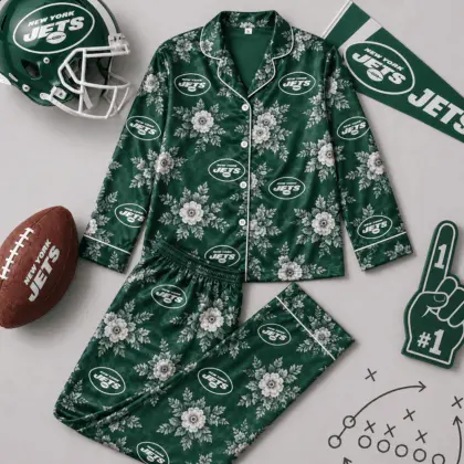 New York Jets | Premium NFL Floral Team Pride Pajamas Set NY