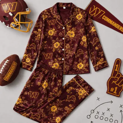 Washington Commanders | Premium NFL Floral Team Pride Pajamas Set NY