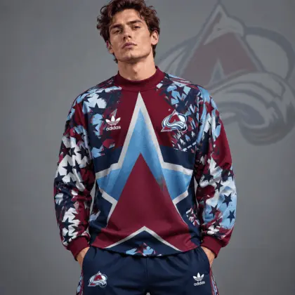 Colorado Avalanche | Premium NHL Retro Starburst All Over Print Crewneck Sweatshirt NDN