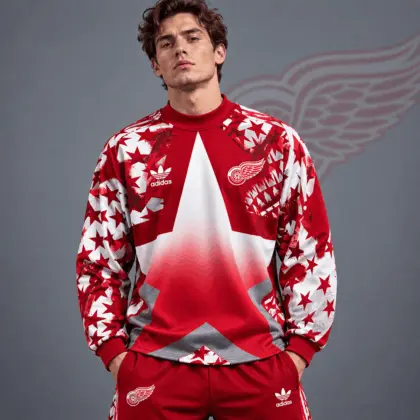 Detroit Red Wings | Premium NHL Retro Starburst All Over Print Crewneck Sweatshirt NDN