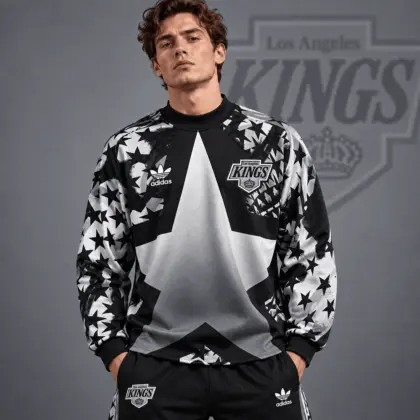 Los Angeles Kings | Premium NHL Retro Starburst All Over Print Crewneck Sweatshirt NDN