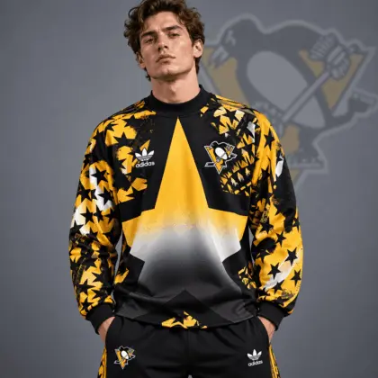 Pittsburgh Penguins | Premium NHL Retro Starburst All Over Print Crewneck Sweatshirt NDN