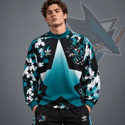 San Jose Sharks | Premium NHL Retro Starburst All Over Print Crewneck Sweatshirt NDN