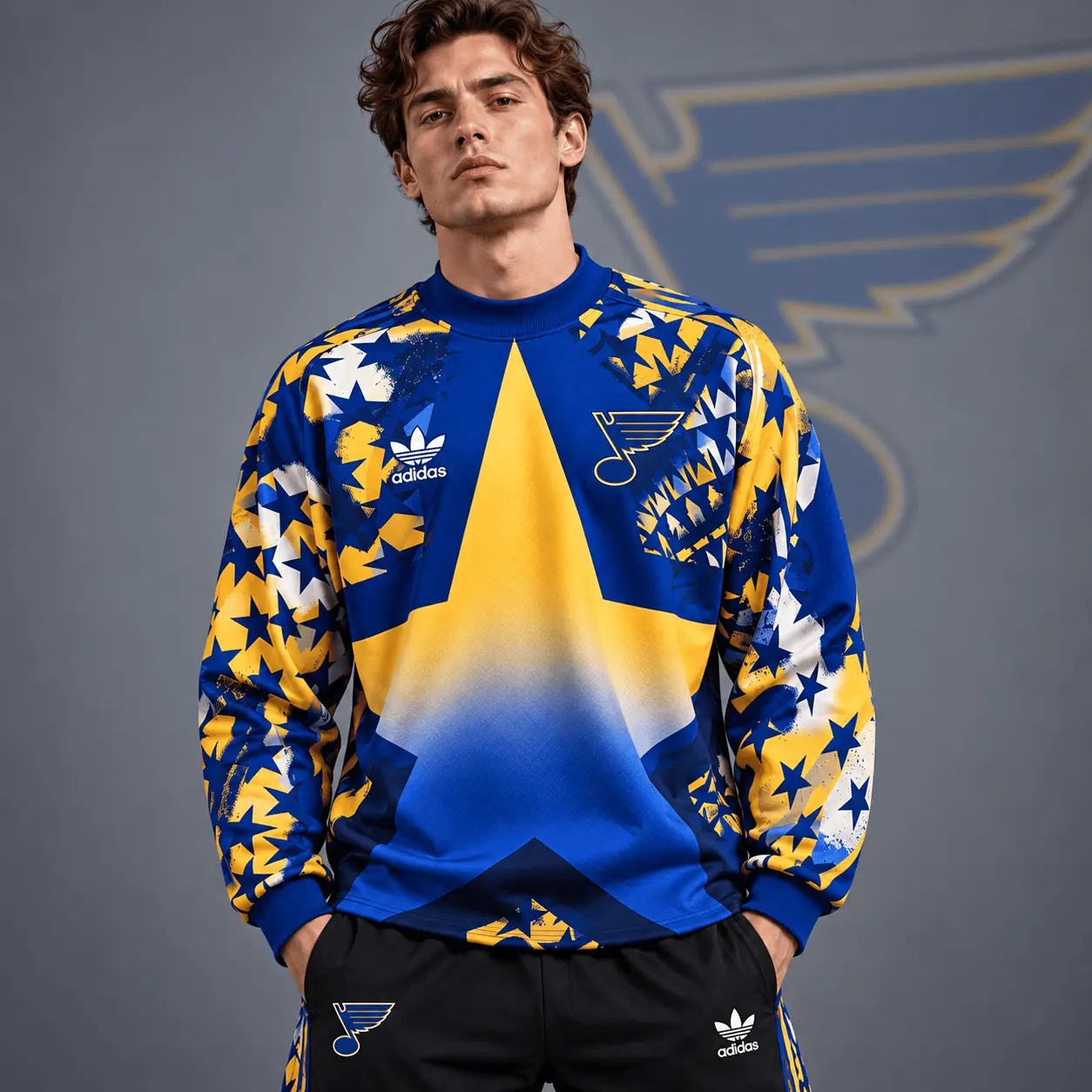 St. Louis Blues | Premium NHL Retro Starburst All Over Print Crewneck Sweatshirt NDN
