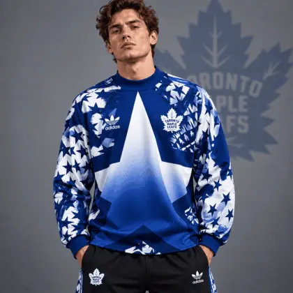 Toronto Maple Leafs | Premium NHL Retro Starburst All Over Print Crewneck Sweatshirt NDN