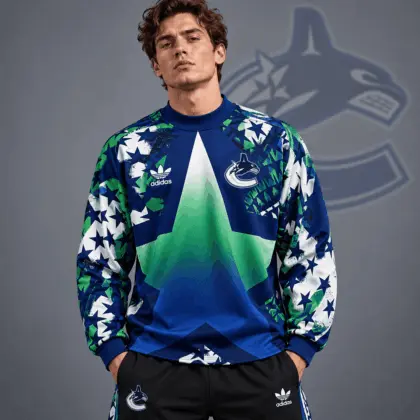 Vancouver Canucks | Premium NHL Retro Starburst All Over Print Crewneck Sweatshirt NDN