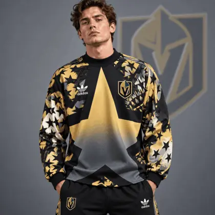 Vegas Golden Knights | Premium NHL Retro Starburst All Over Print Crewneck Sweatshirt NDN