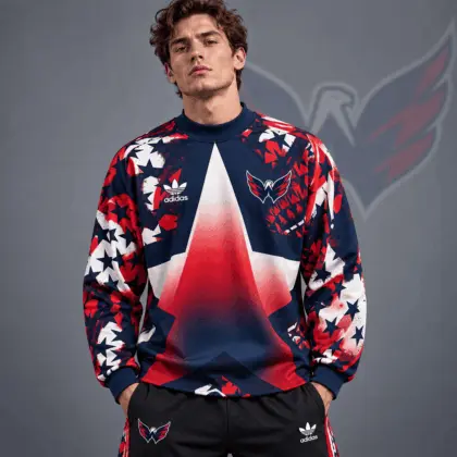 Washington Capitals | Premium NHL Retro Starburst All Over Print Crewneck Sweatshirt NDN