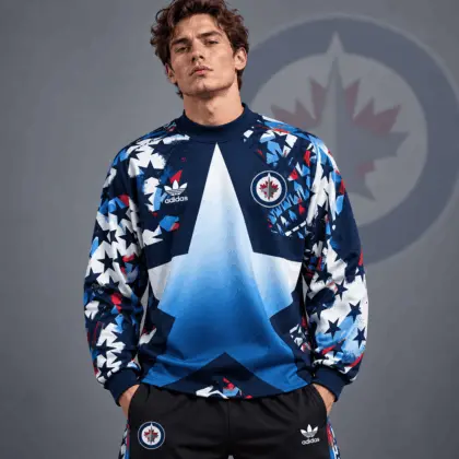 Winnipeg Jets | Premium NHL Retro Starburst All Over Print Crewneck Sweatshirt NDN