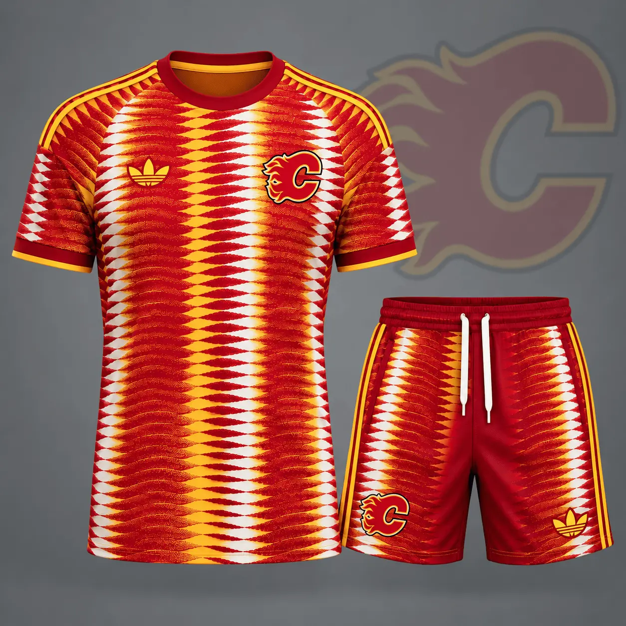 Calgary Flames | Premium NHL Dynamic Ripple Performance T-Shirt & Shorts Set NDN