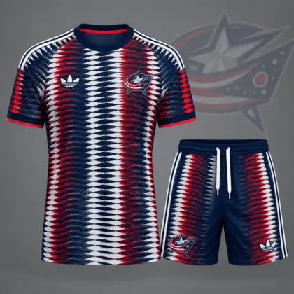 Columbus Blue Jackets | Premium NHL Dynamic Ripple Performance T-Shirt & Shorts Set NDN