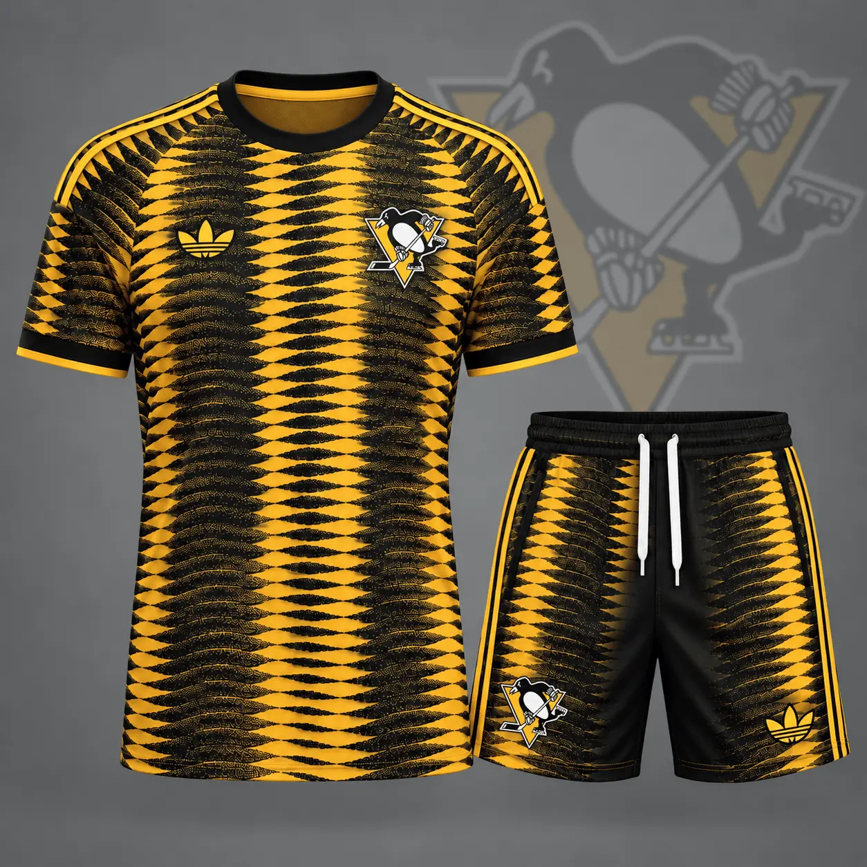 Pittsburgh Penguins | Premium NHL Dynamic Ripple Performance T-Shirt & Shorts Set NDN
