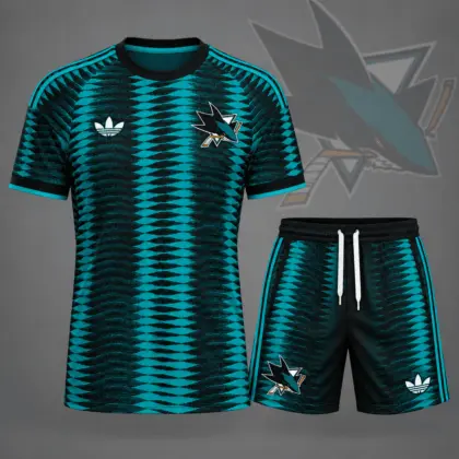 San Jose Sharks | Premium NHL Dynamic Ripple Performance T-Shirt & Shorts Set NDN