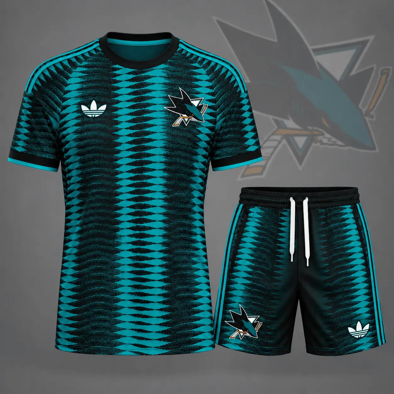 San Jose Sharks | Premium NHL Dynamic Ripple Performance T-Shirt & Shorts Set NDN