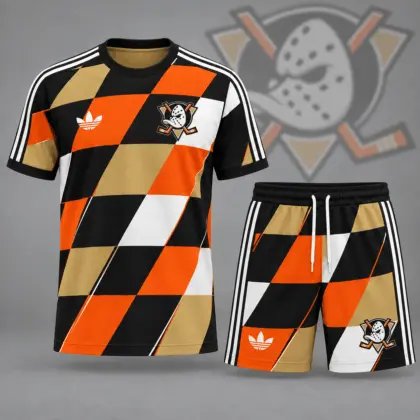 Anaheim Ducks | Premium NHL Geometric Colorblock T-Shirt & Shorts Set NDN