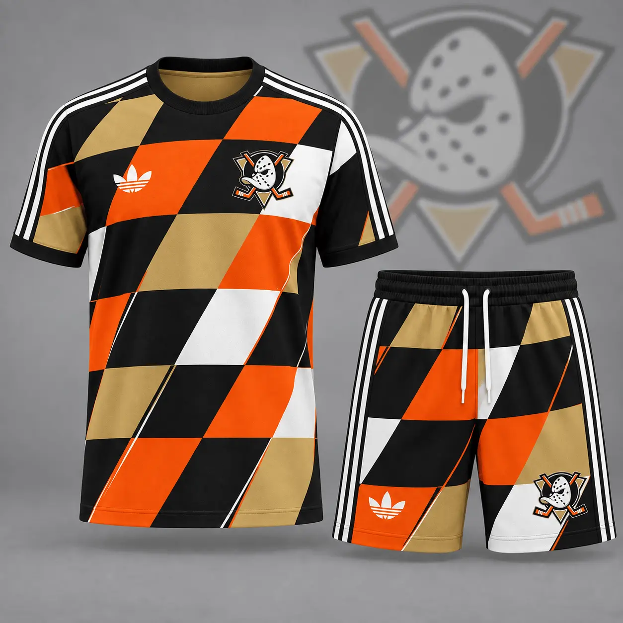 Anaheim Ducks | Premium NHL Geometric Colorblock T-Shirt & Shorts Set NDN
