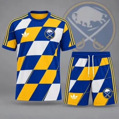 Buffalo Sabres | Premium NHL Geometric Colorblock T-Shirt & Shorts Set NDN