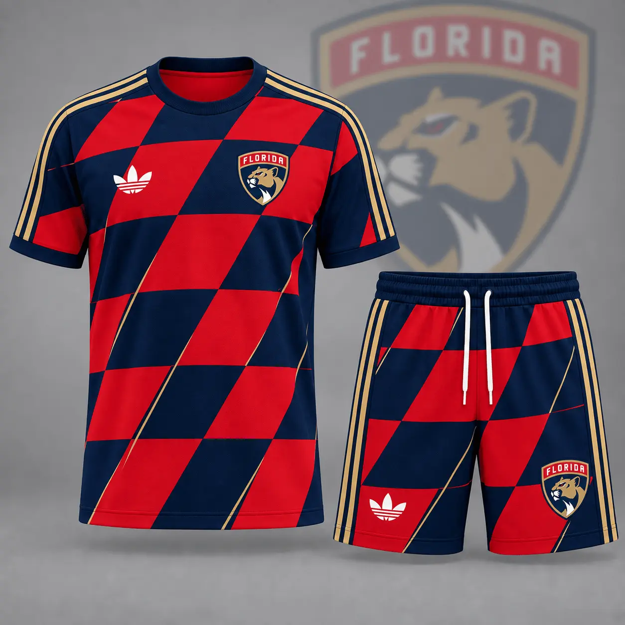 Florida Panthers | Premium NHL Geometric Colorblock T-Shirt & Shorts Set NDN