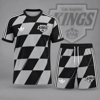 Los Angeles Kings | Premium NHL Geometric Colorblock T-Shirt & Shorts Set NDN