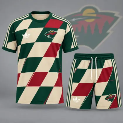 Minnesota Wild | Premium NHL Geometric Colorblock T-Shirt & Shorts Set NDN