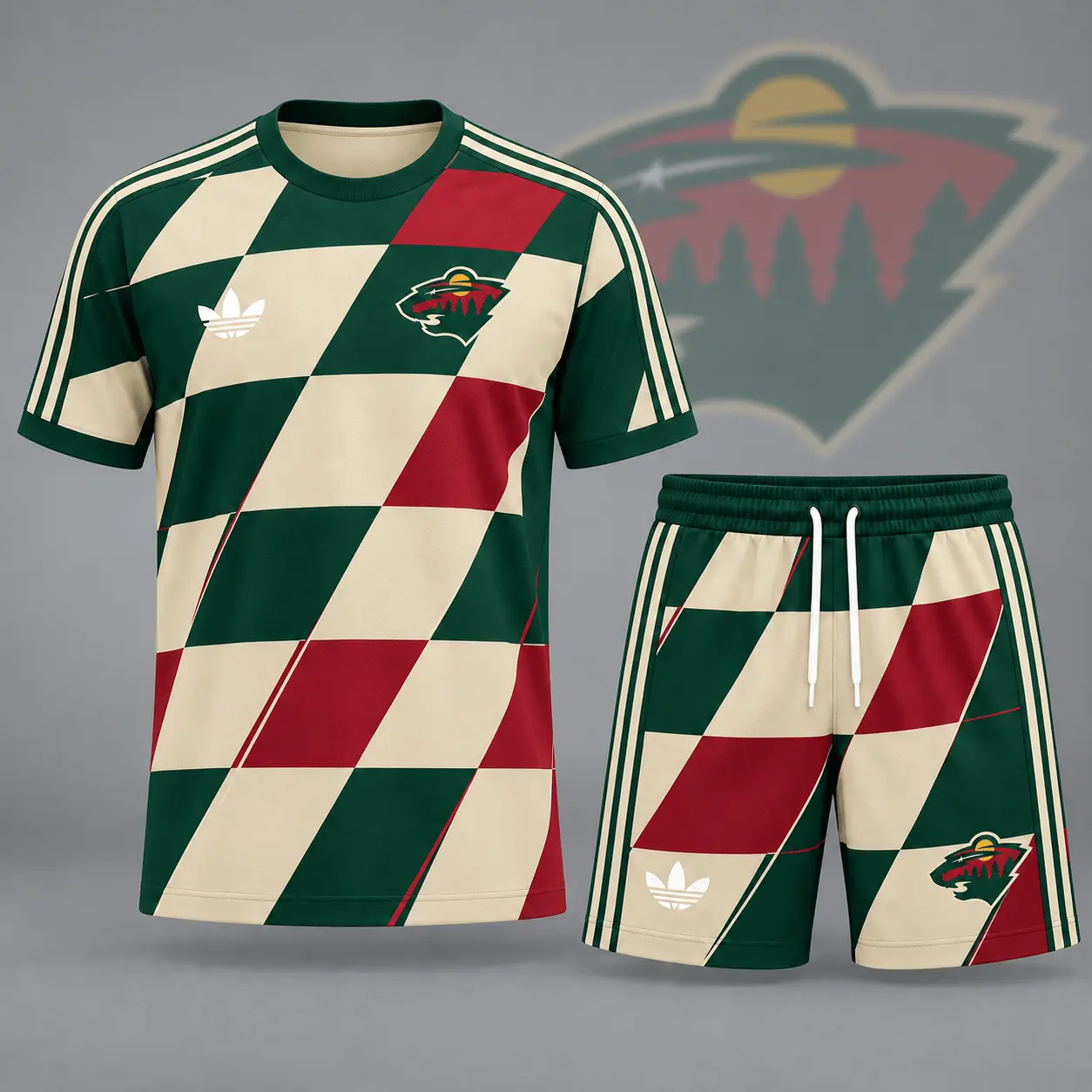 Minnesota Wild | Premium NHL Geometric Colorblock T-Shirt & Shorts Set NDN