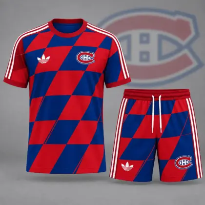 Montreal Canadiens | Premium NHL Geometric Colorblock T-Shirt & Shorts Set NDN