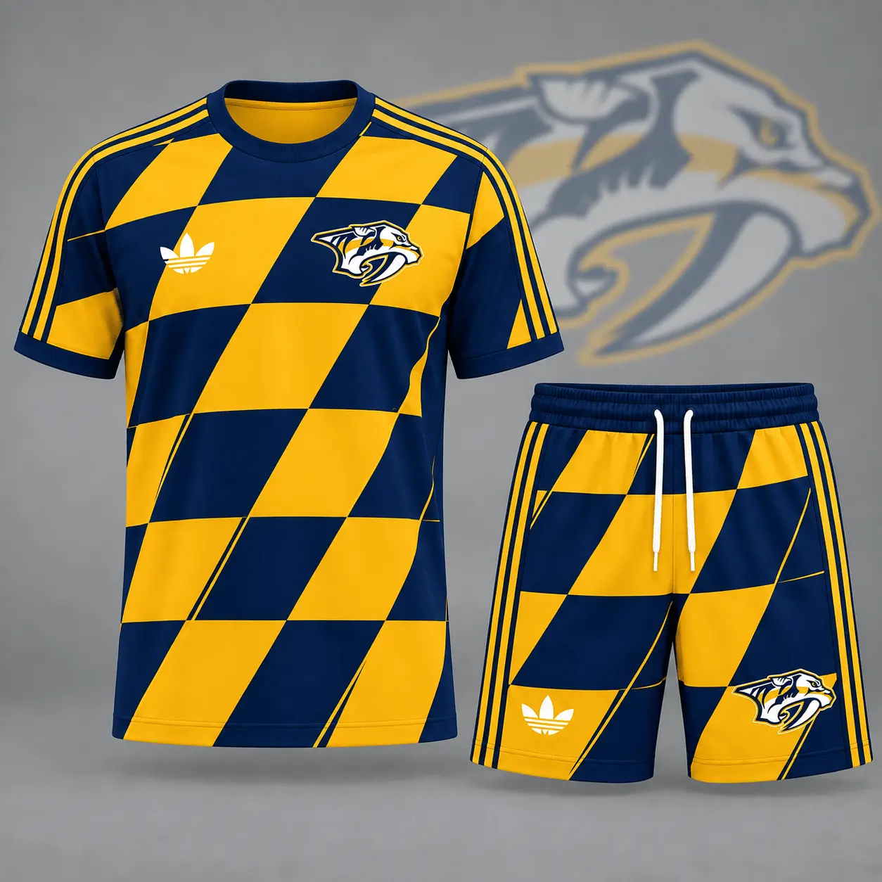Nashville Predators | Premium NHL Geometric Colorblock T-Shirt & Shorts Set NDN